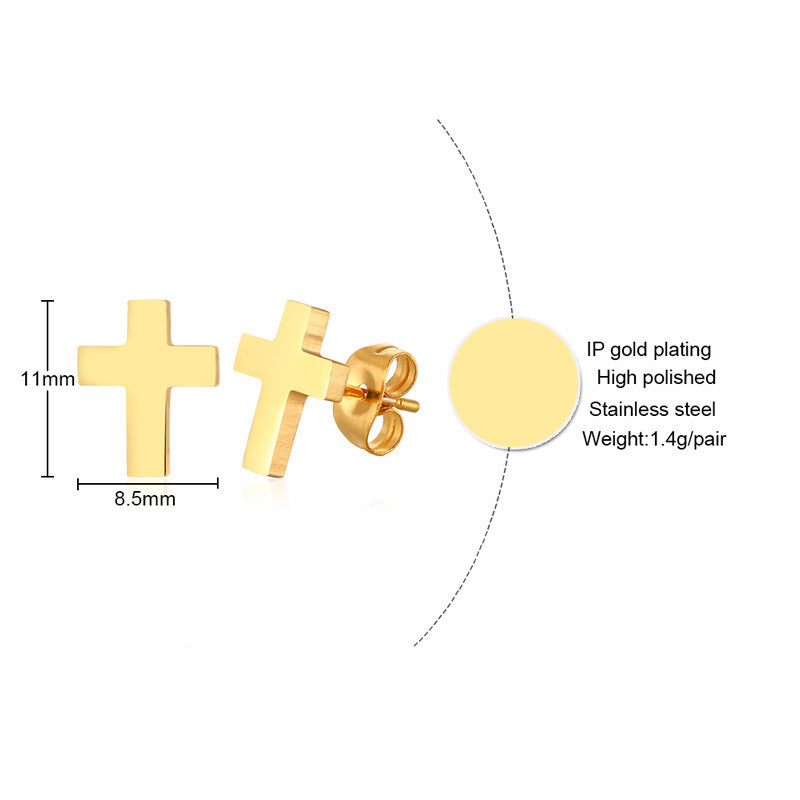 Men's Stainless Steel Popular Ornament Cross Colors Earrings