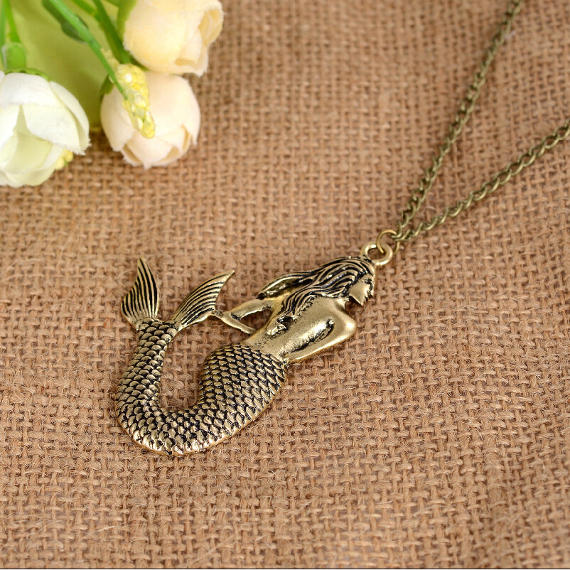 Women's Ornament Retro Mermaid Long Sweater Chain Necklaces