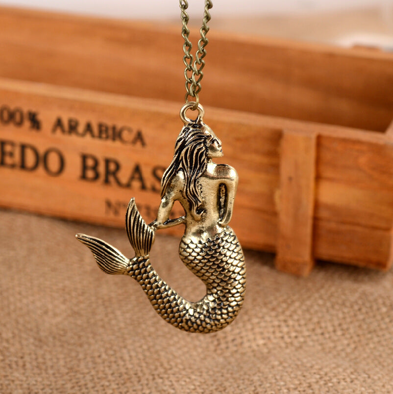 Women's Ornament Retro Mermaid Long Sweater Chain Necklaces