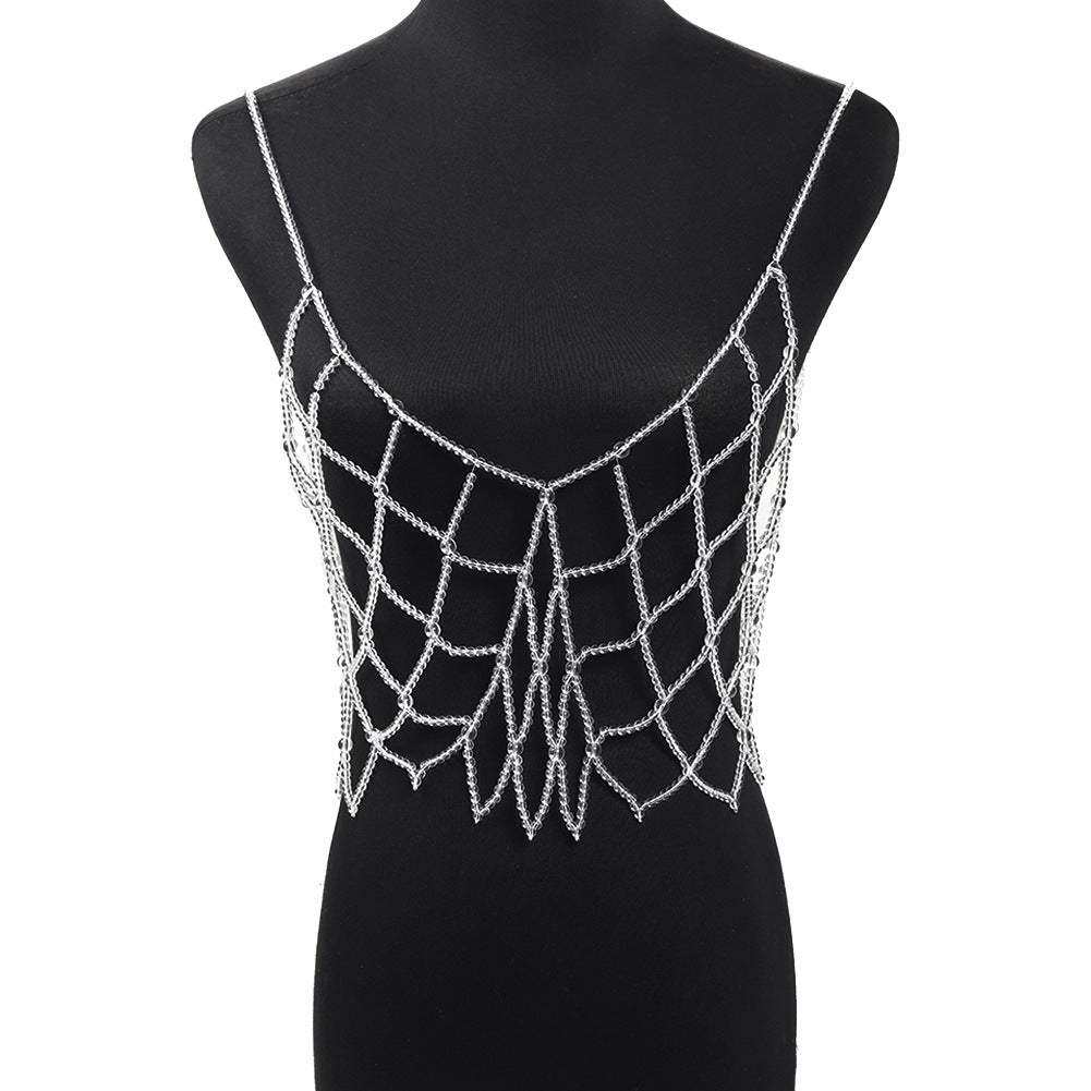 Hand-woven Pearl Crystal Body Chains Vest Necklaces