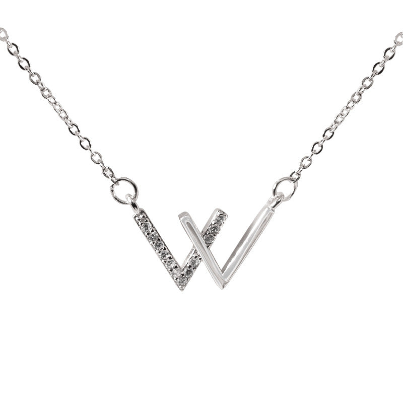 Women's Korean Letter Niche Design Pairs V Light Luxury Clavicle Chain Necklace