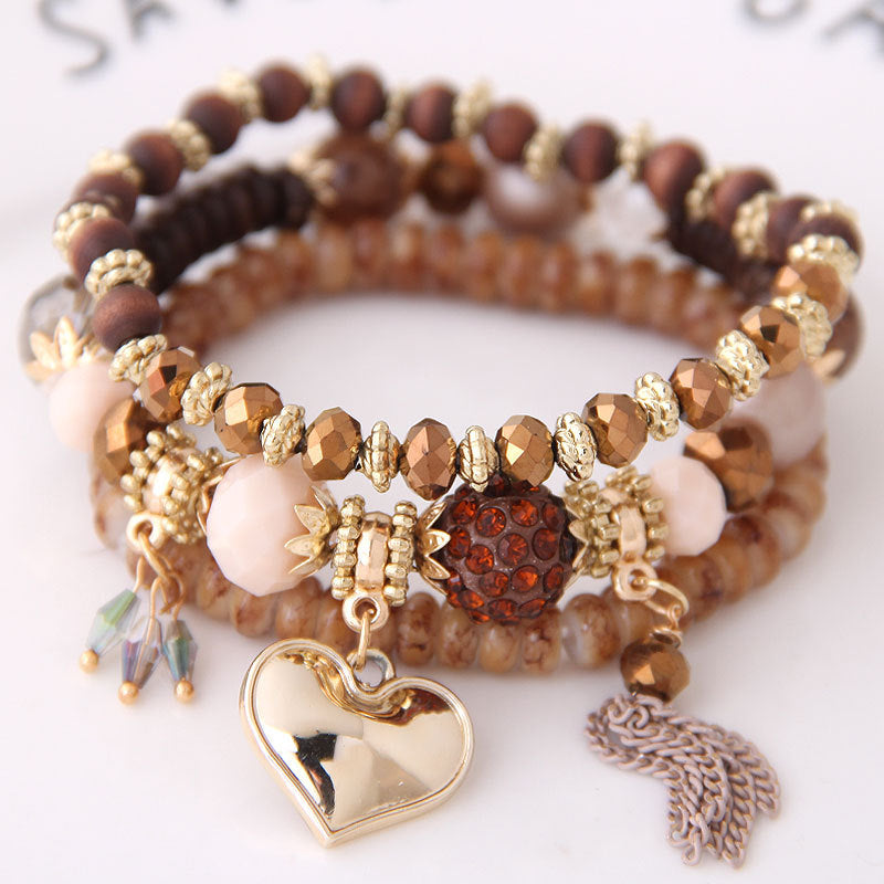 Creative Tassel Crystal Heart Vintage National Bracelets