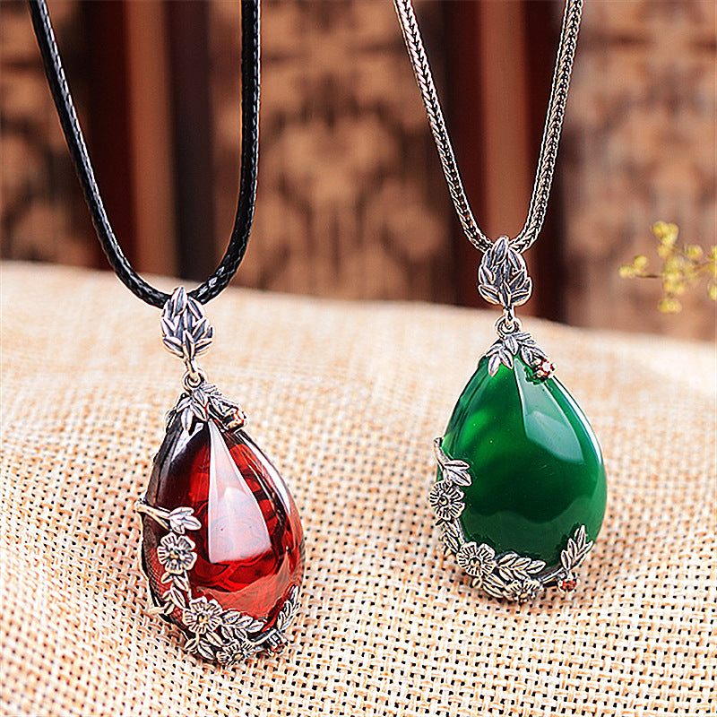 Black Red Green Chalcedony Vintage Accessories Pendants