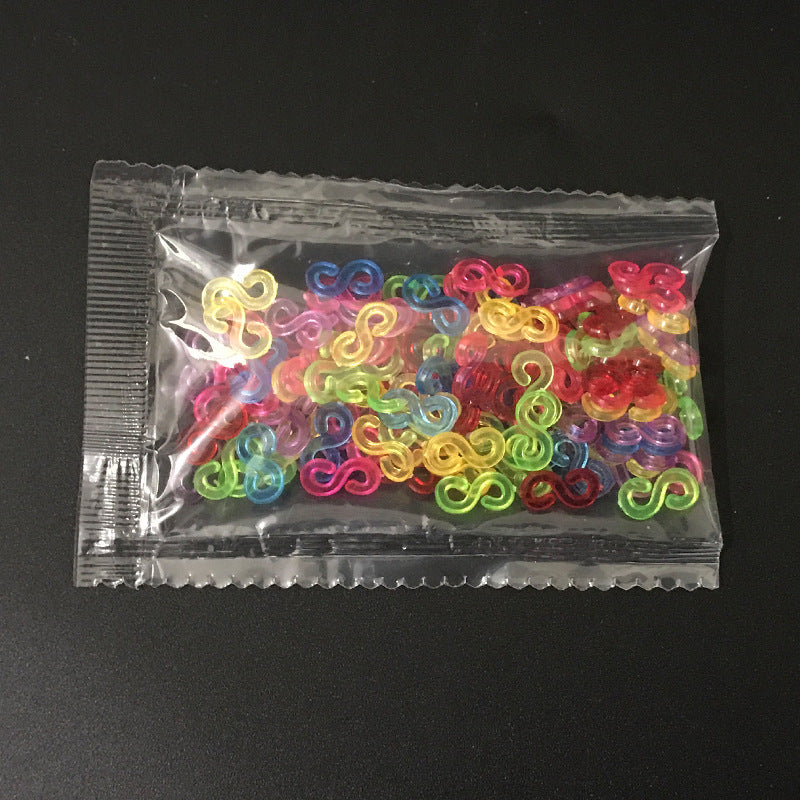 Colorful Plastic Buckle Rainbow Rubber Band Weaving Bracelet