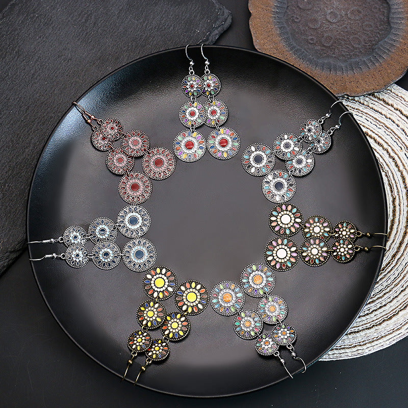 Women's Fashion Cloisonne Vintage Metal Alloy Ethnic Earrings