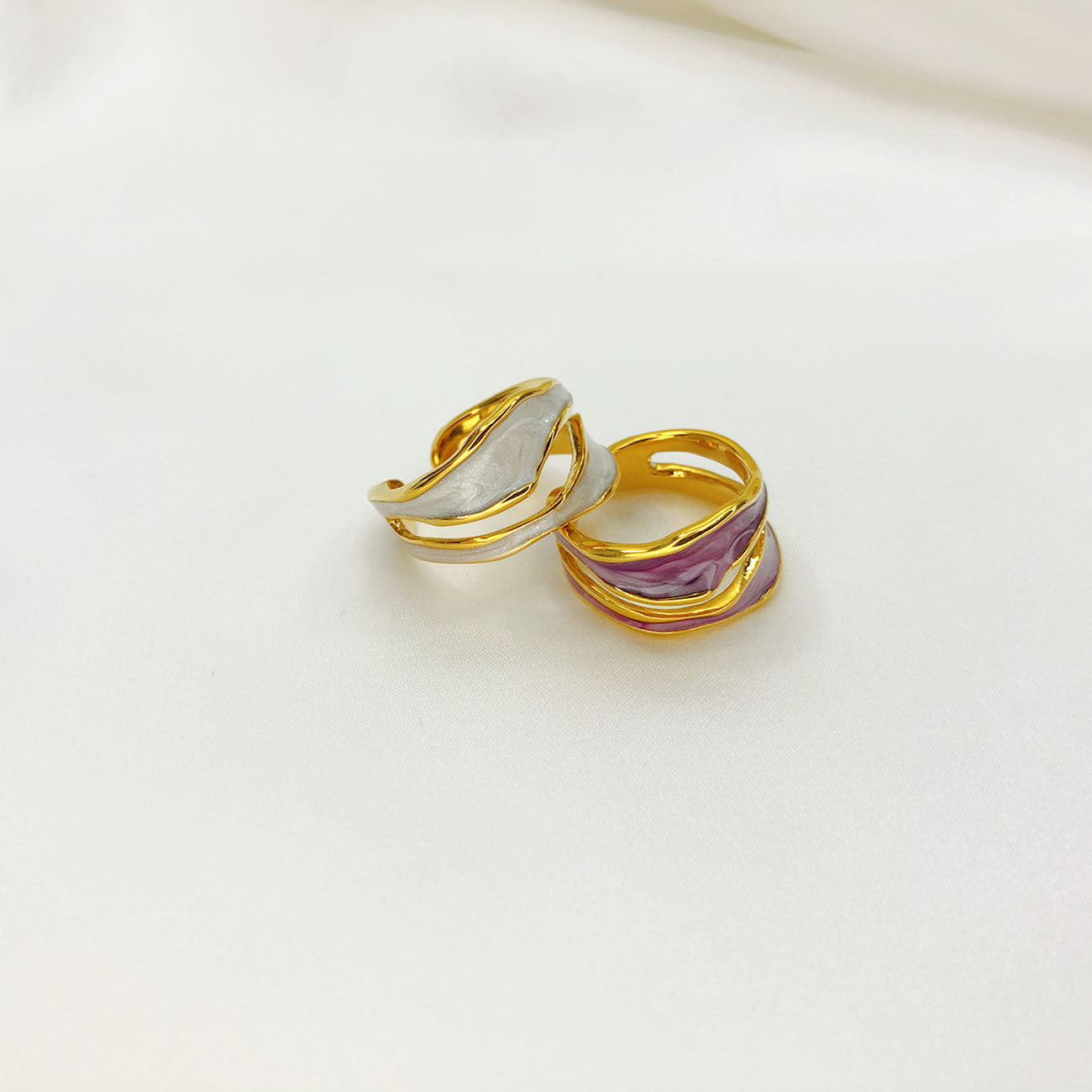 Women's Open-end Simple Gold Vacuum Plating Enamel Glaze Drop Rings