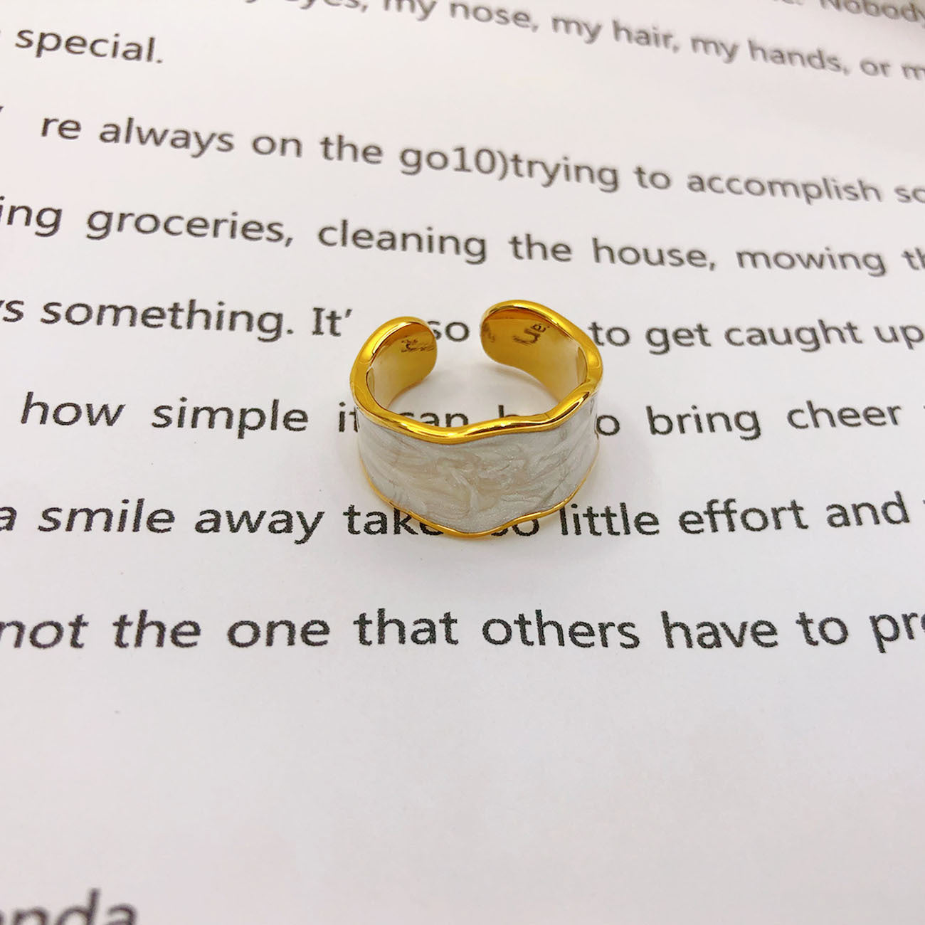 Women's Open-end Simple Gold Vacuum Plating Enamel Glaze Drop Rings