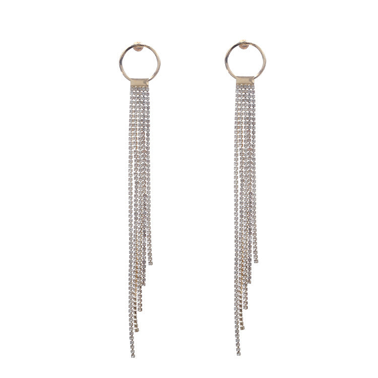Full Rhinestone Tassel Female Exaggerated Personalized Rings