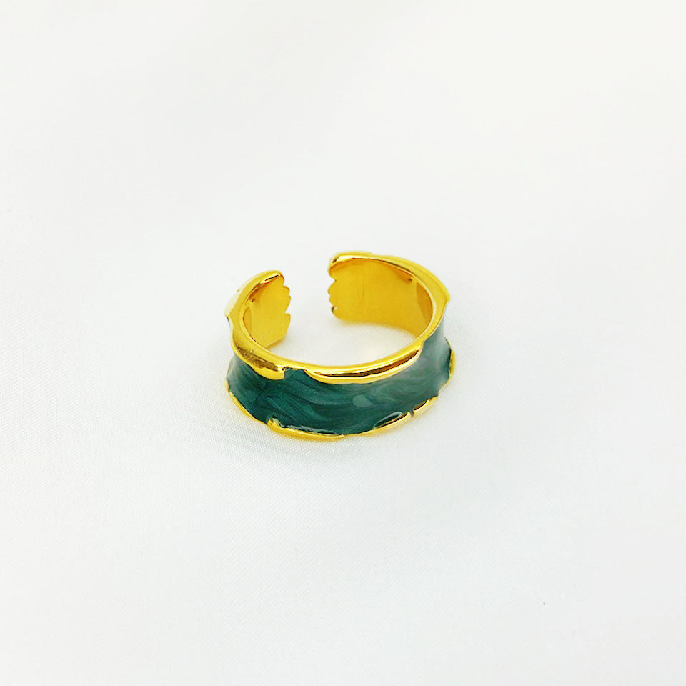 Women's Open-end Simple Gold Vacuum Plating Enamel Glaze Drop Rings
