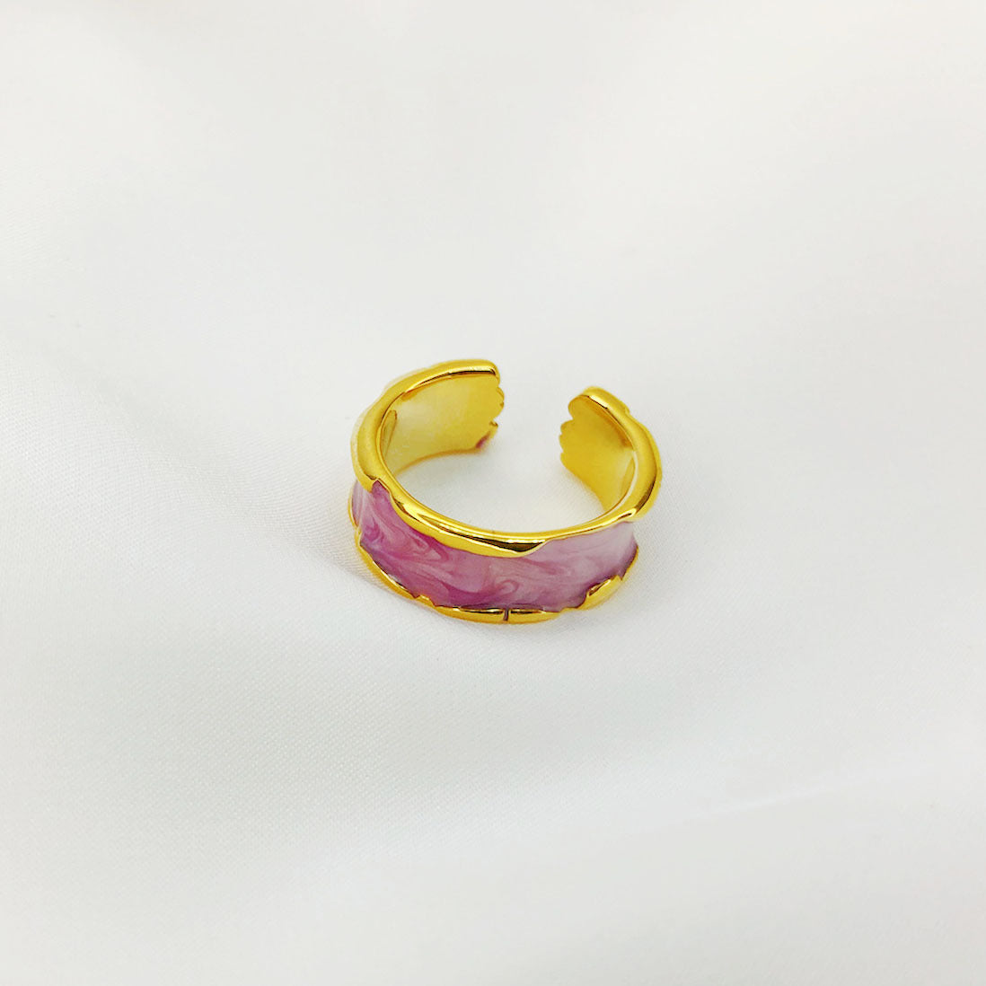 Women's Open-end Simple Gold Vacuum Plating Enamel Glaze Drop Rings