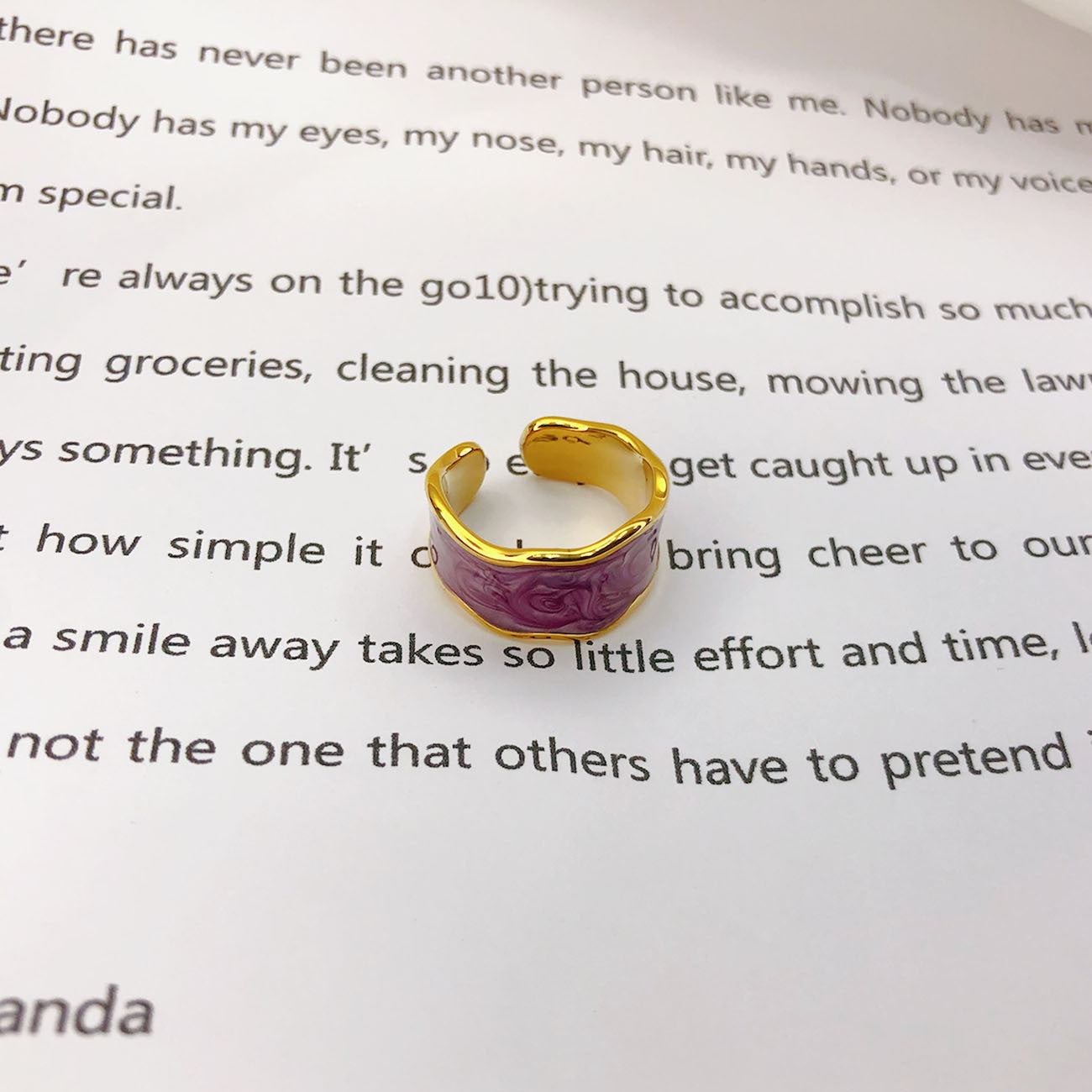 Women's Open-end Simple Gold Vacuum Plating Enamel Glaze Drop Rings