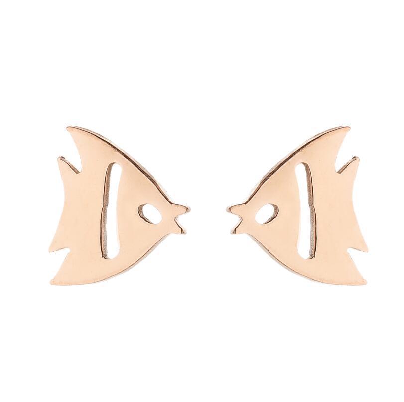 Female Korean Style Simple Stainless Steel Cat Earrings