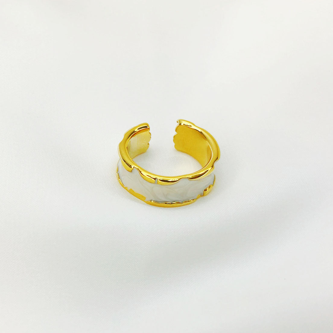 Women's Open-end Simple Gold Vacuum Plating Enamel Glaze Drop Rings