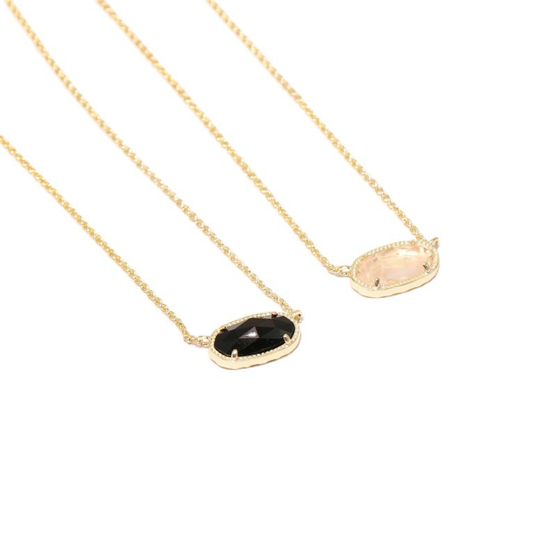 Oval Black Glass Female Accessories Fashion Pink Necklaces
