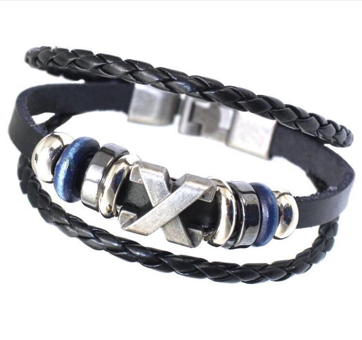 Women's & Men's Alloy Beads Handmade Woven Leather String Bracelet