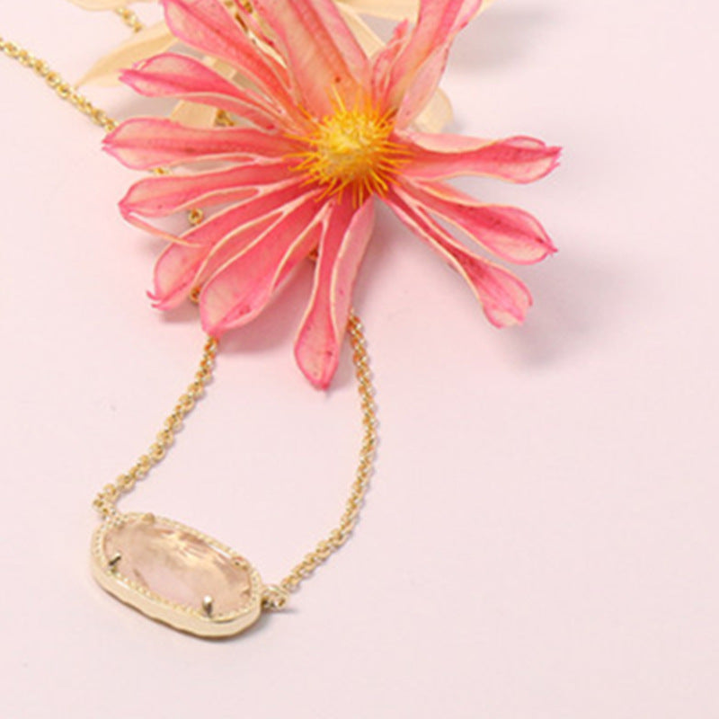 Oval Black Glass Female Accessories Fashion Pink Necklaces