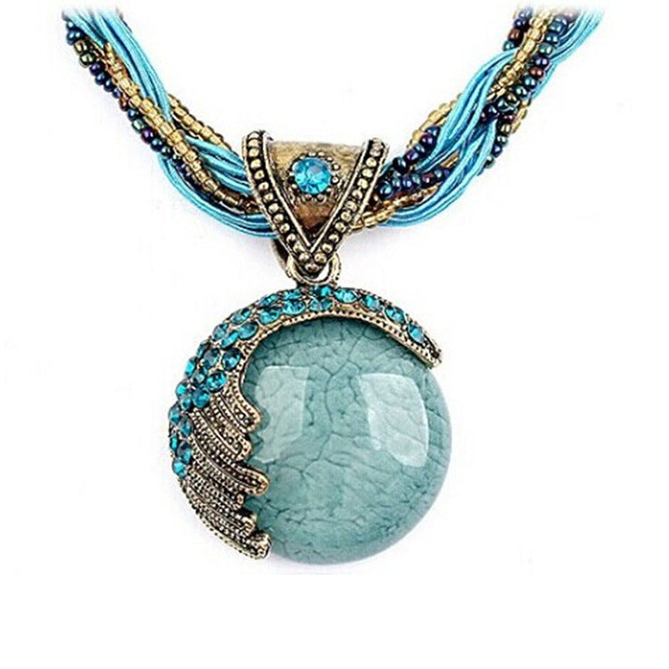 Women's Retro Ethnic Style Bead Full Diamond Necklaces