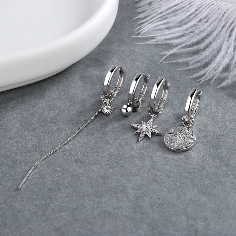 Women's Beads Asymmetric Stars Long Korean Style Niche Rice Earrings