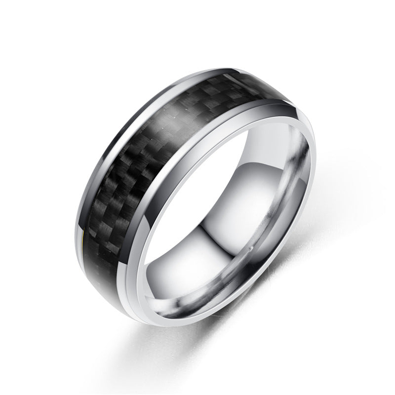Women's & Men's Carbon Fiber Stainless Steel Fashion Personality Rings