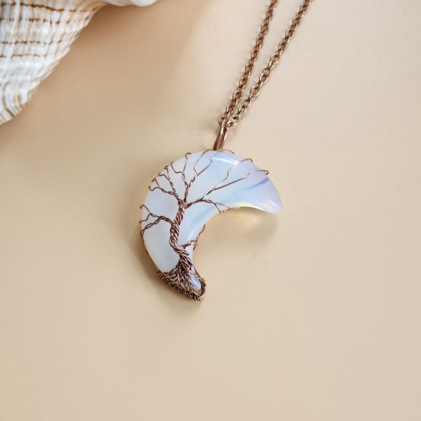Bronze Moon Natural Stone Winding Lucky Necklaces