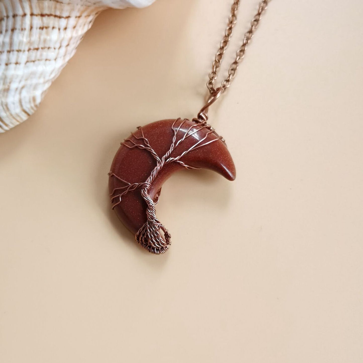 Bronze Moon Natural Stone Winding Lucky Necklaces