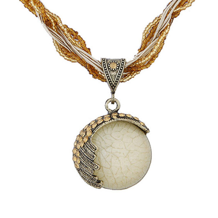 Women's Retro Ethnic Style Bead Full Diamond Necklaces