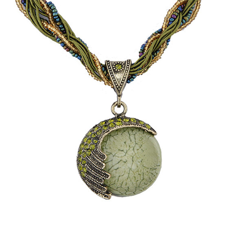 Women's Retro Ethnic Style Bead Full Diamond Necklaces