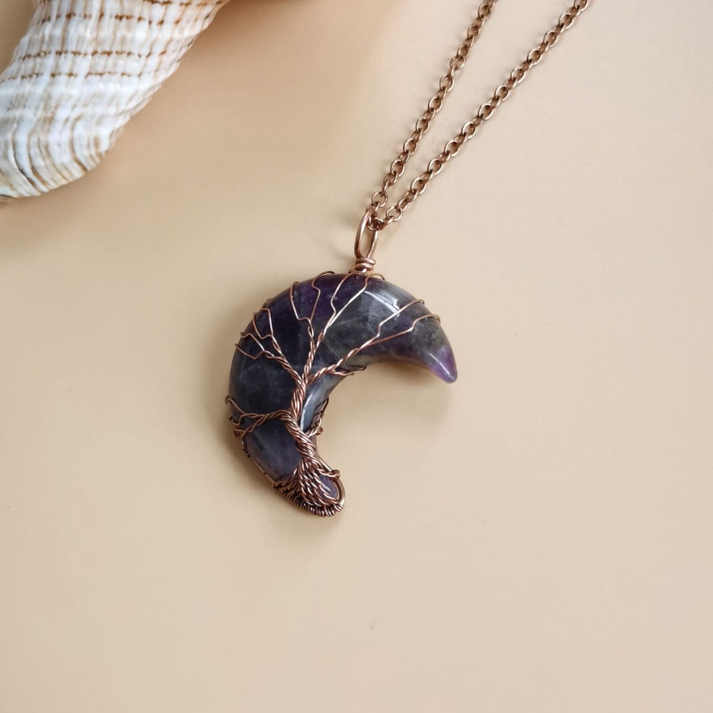 Bronze Moon Natural Stone Winding Lucky Necklaces