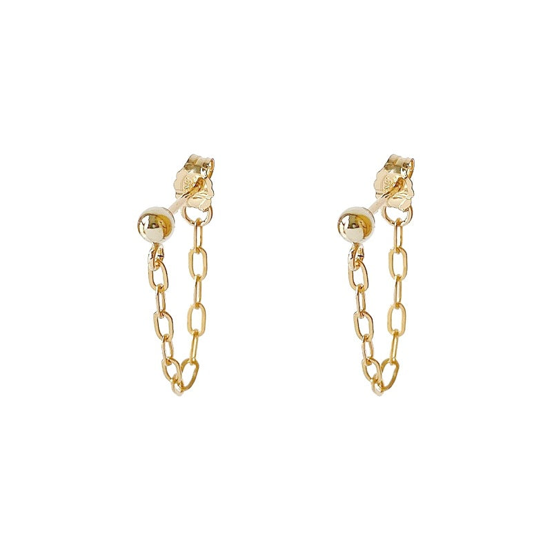Gold Plated Simple Personality Cold Wind Square Chain Tassel Ear Rings
