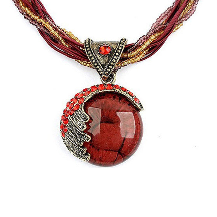 Women's Retro Ethnic Style Bead Full Diamond Necklaces