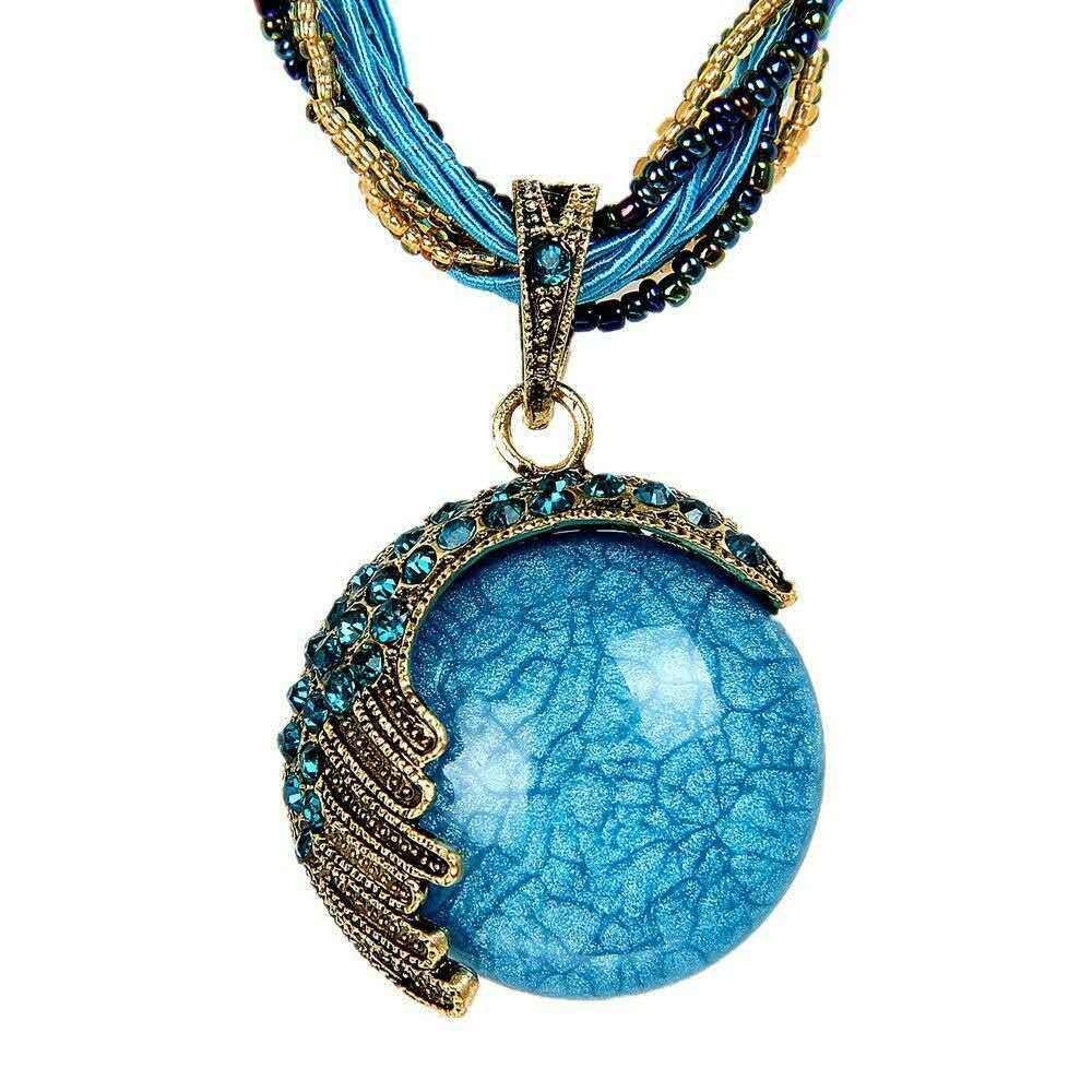 Women's Retro Ethnic Style Bead Full Diamond Necklaces