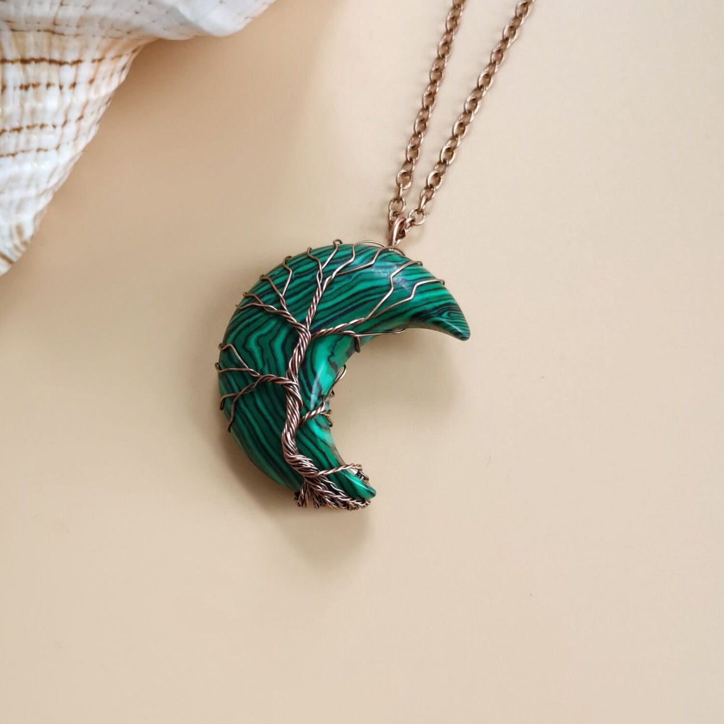 Bronze Moon Natural Stone Winding Lucky Necklaces