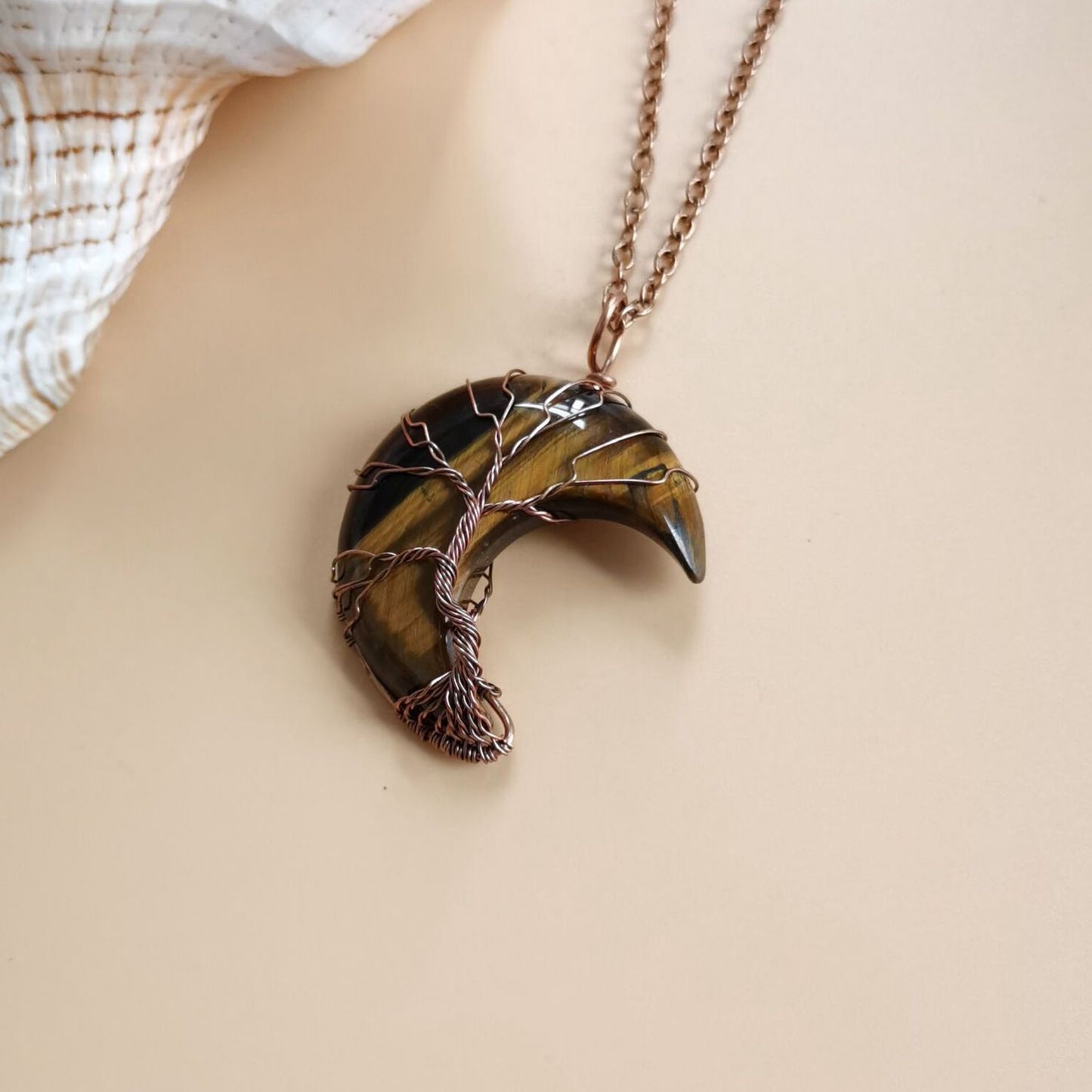 Bronze Moon Natural Stone Winding Lucky Necklaces