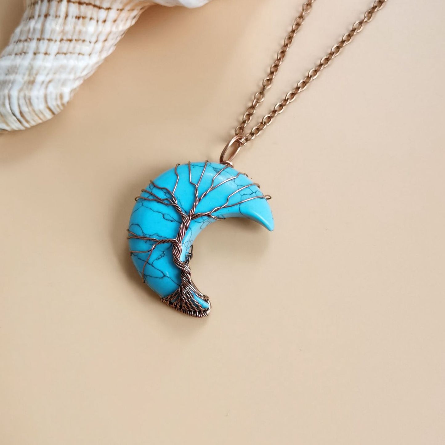 Bronze Moon Natural Stone Winding Lucky Necklaces