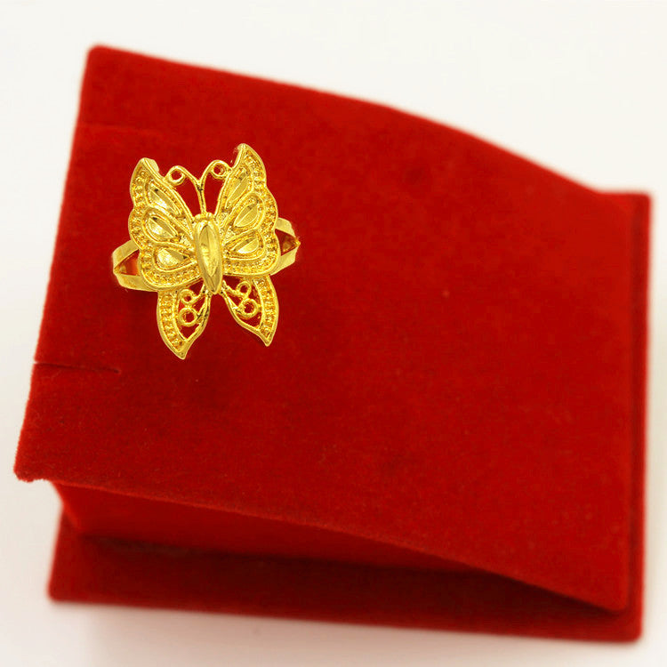 Women's Gold Starry Flower Butterfly Ornament Korean Rings