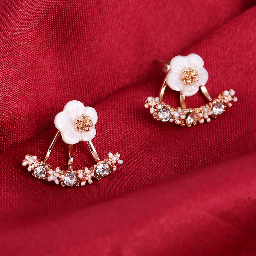 Korean Fashion Fresh Small Daisy Flower Spot Drill Simple Stud Earrings