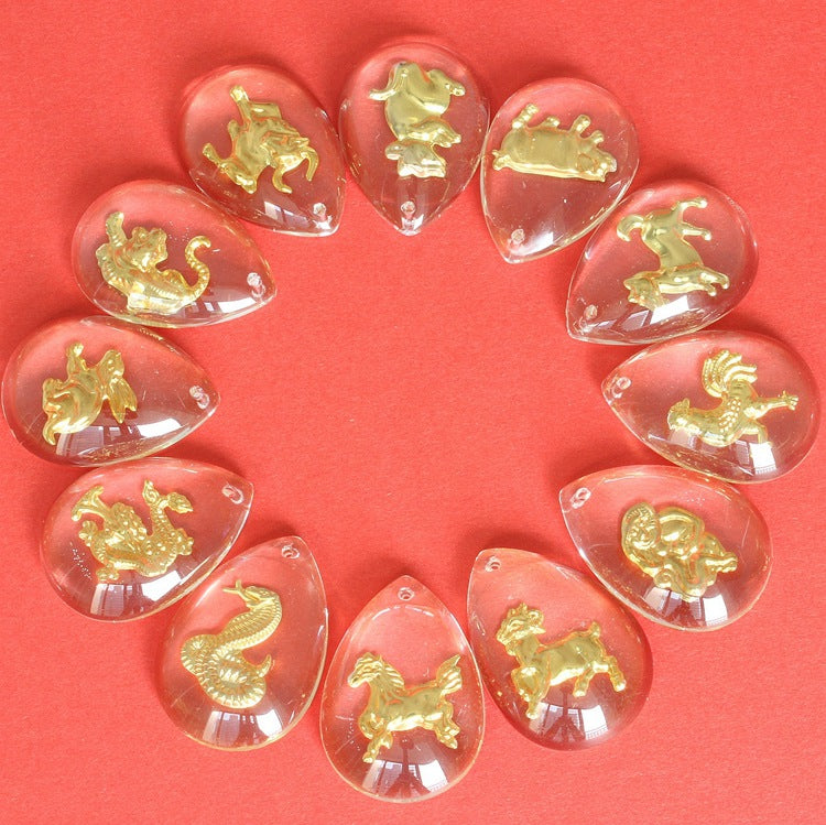 Large Twee Zodiac Crystal Gold Inlaid Necklaces