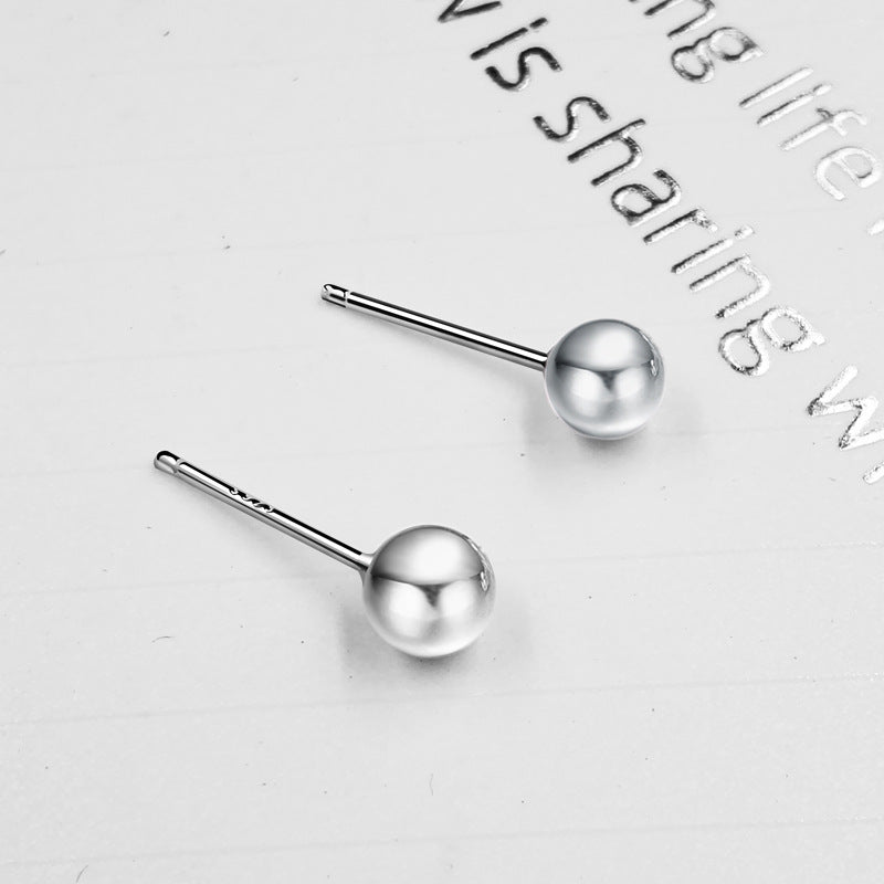 Glossy Sterling Sier Bean-shaped Needle Small Rings