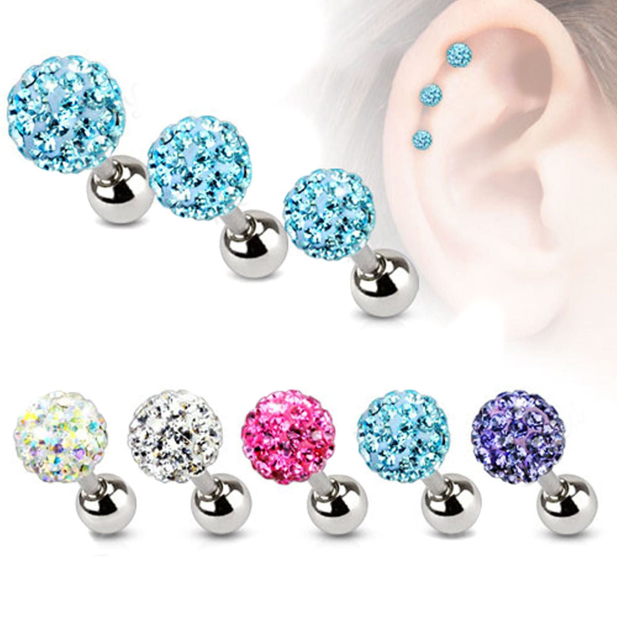 Women's Steel Austria Ear Bone Tongue Pin Stud Earrings