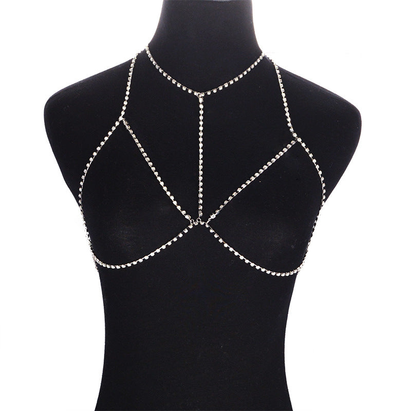 Rhinestone Sexy Bikini Bra Body Chains Gothic Necklaces