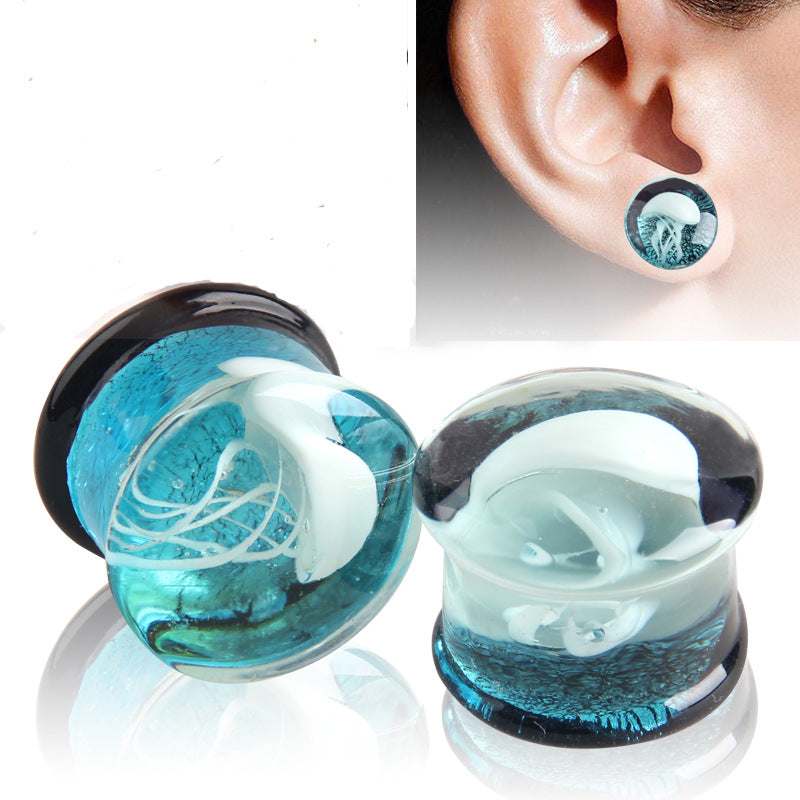 Glass Earhole Enlarging Tools Ear Ocean Stud Earrings