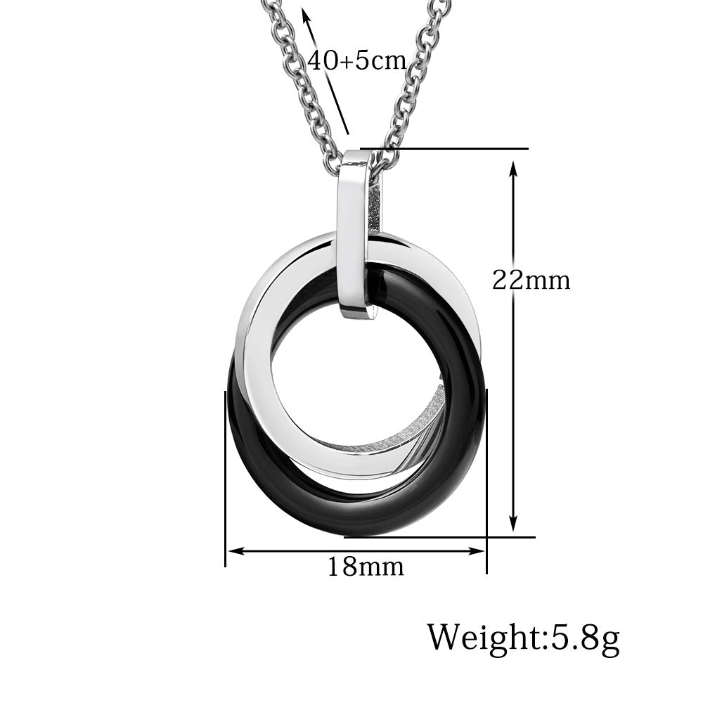 Simple Personality Black White Cross Ceramic Clavicle Chain Pendants