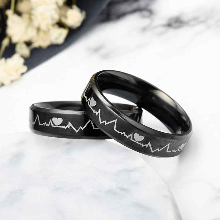 Titanium Steel Korean Style Personalized Ecg Rings