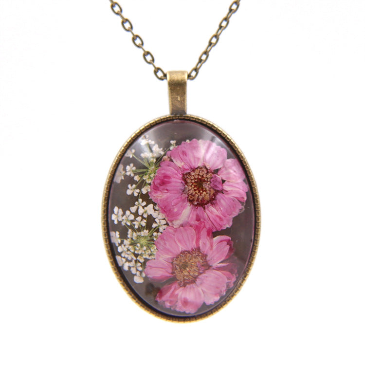 Sweater Chain Preserved Fresh Flower Plant Necklaces