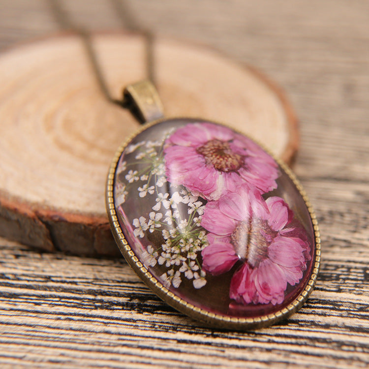 Sweater Chain Preserved Fresh Flower Plant Necklaces