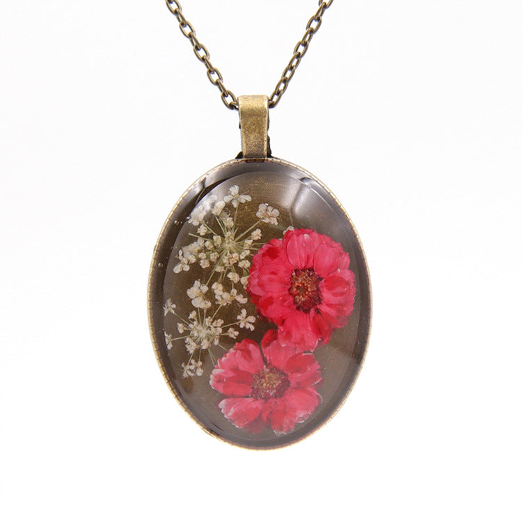 Sweater Chain Preserved Fresh Flower Plant Necklaces