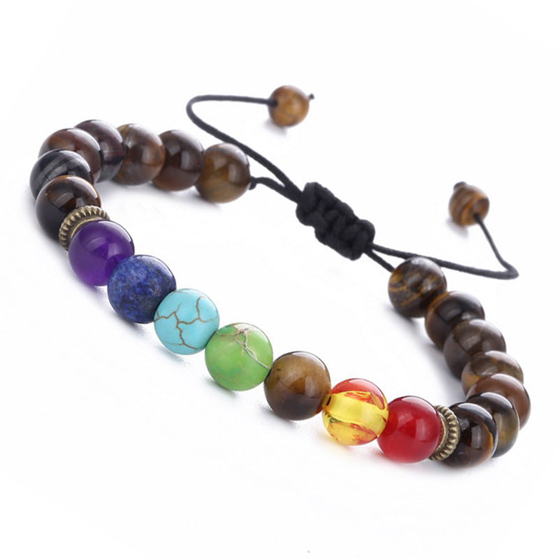 Lazuli Wheel Tiger Eye Adjustable Woven Bracelet