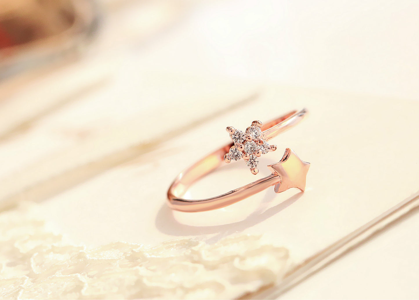 Women's Fashion Korean Style Zircon Open Qu Index Rings