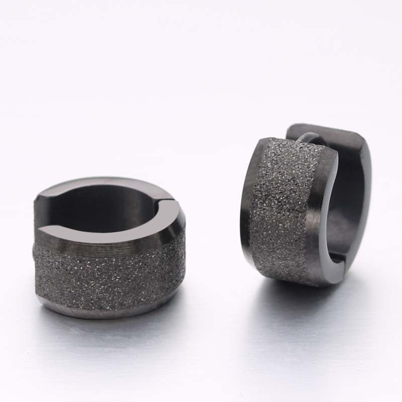 Simple Light Luxury Titanium Steel Thick Wire Diameter Frosted Earrings