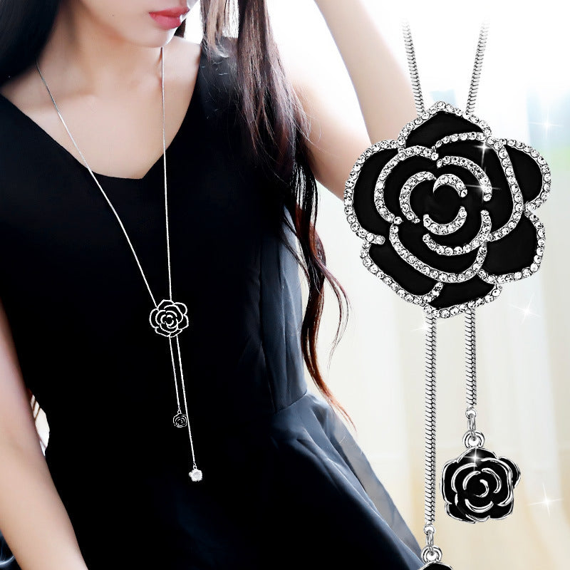 Women's Korean Rose Sweater Chain Long Retro Necklaces
